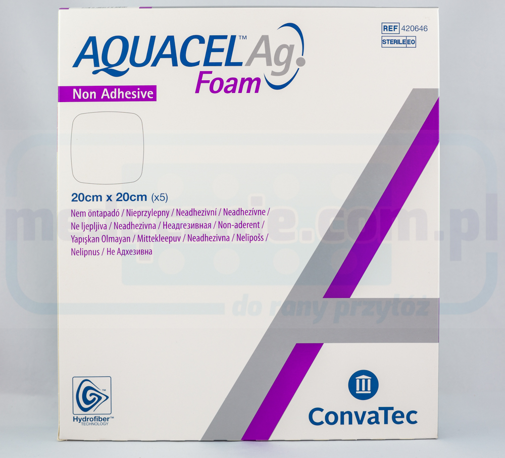 Aquacel Foam Ag Non Adhesive 20*20cm wielowarstwowy opatrunek piankowy 1szt